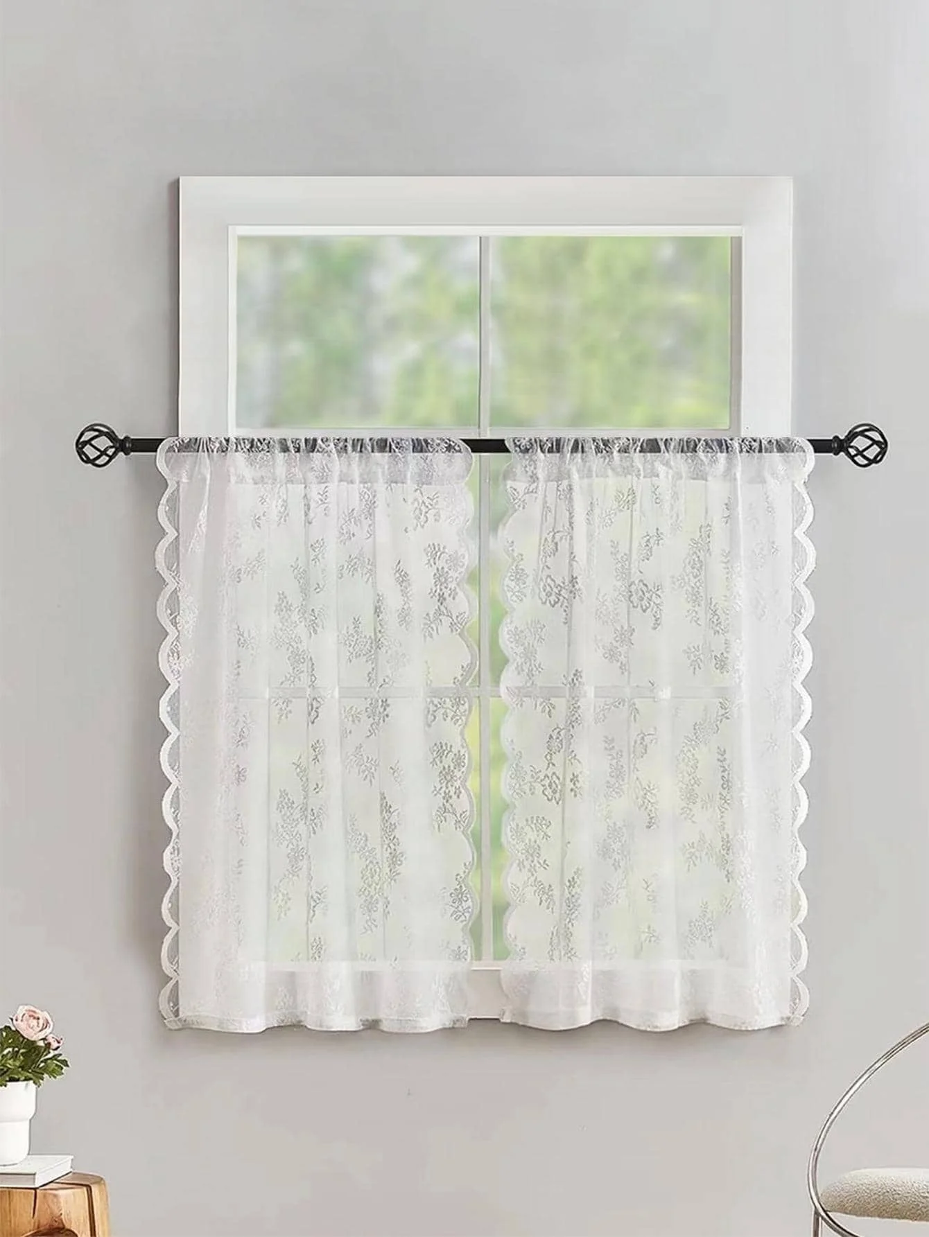 1pc European Style Lace Semi-Sheer Curtain, Embroidered Curtain Panel, Rod Pocket Curtain, Divider Curtain, No Drilling Required
1pc European Style Lace Semi-Sheer Curtain, Embroidered Curtain Panel, Rod Pocket Curtain, Divider Curtain, No Drilling Required