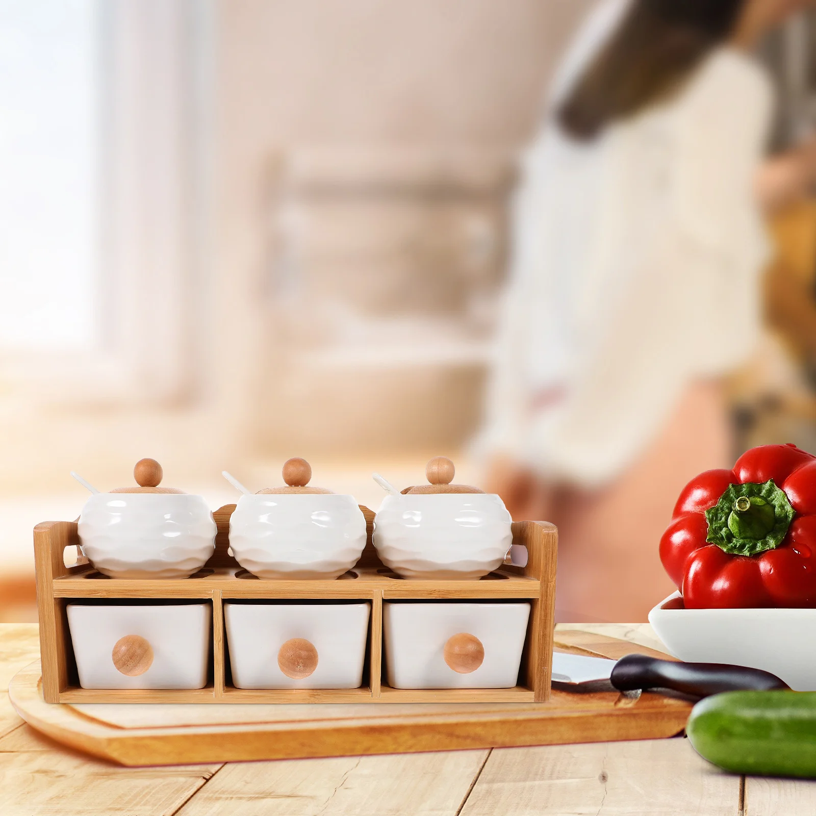 1Set Kitchen Spice Jar Set Ceramic Storage Containers Smooth Round Seasoning Canisters Practical Household Condiment
1Set Kitchen Spice Jar Set Ceramic Storage Containers Smooth Round Seasoning Canisters Practical Household Condiment