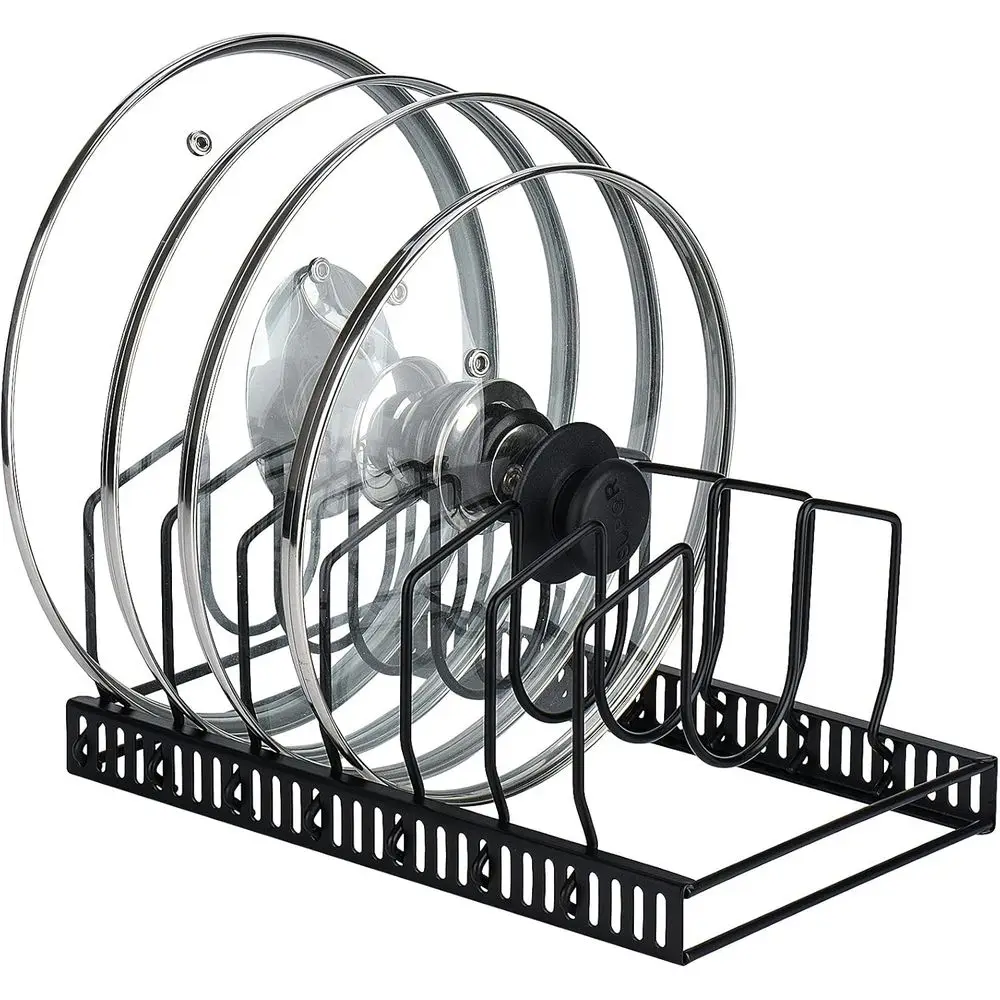 Pot Lids Organizer Rack or Cabinet, 7+ Pan Lids and Bakeware Organizer Rack Holder with 7 Adjustable Components - Black
Pot Lids Organizer Rack or Cabinet, 7+ Pan Lids and Bakeware Organizer Rack Holder with 7 Adjustable Components - Black