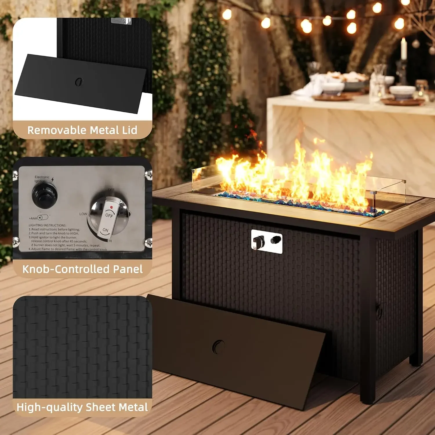 JAMFLY Outdoor Propane Fire Pit Table 45 Inch with Lid, 50,000 BTU Gas Fire Pits for Outside Patio with Glass Wind Guard,
JAMFLY Outdoor Propane Fire Pit Table 45 Inch with Lid, 50,000 BTU Gas Fire Pits for Outside Patio with Glass Wind Guard,