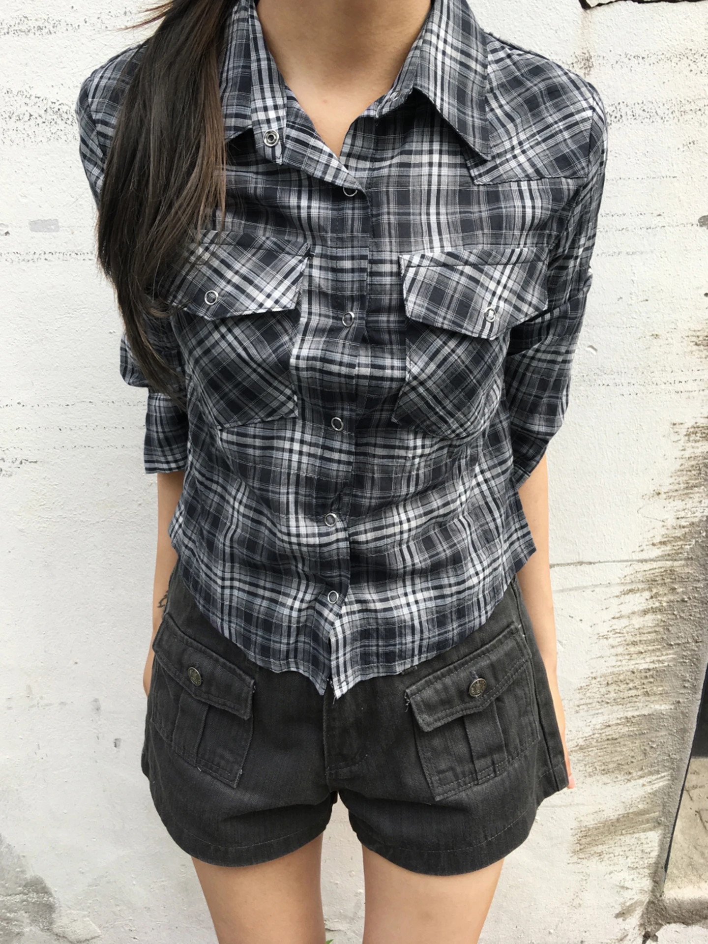 WEEKEEP American Retro Plaid Workwear Long Sleeve Shirt Women's Slim Fit Waist Cinching Top Pocket Button Street Style Polyester
WEEKEEP American Retro Plaid Workwear Long Sleeve Shirt Women's Slim Fit Waist Cinching Top Pocket Button Street Style Polyester
