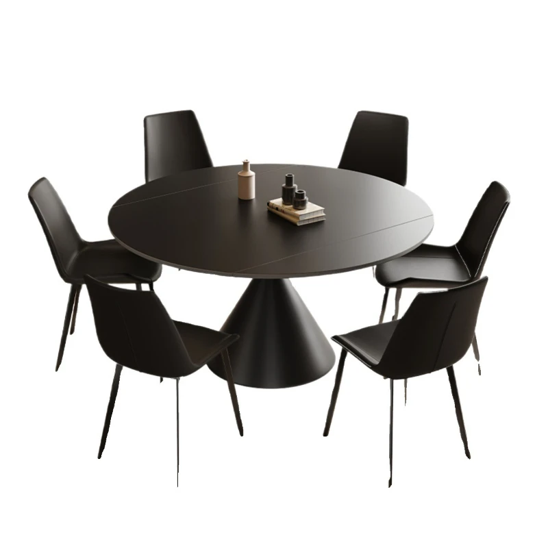 Minimalist rock slab dining table and chairs combination black rotatable and retractable square circle dual-purpose
Minimalist rock slab dining table and chairs combination black rotatable and retractable square circle dual-purpose