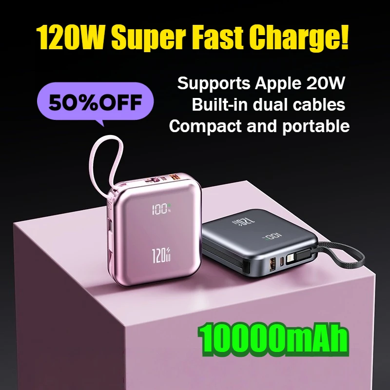 120W 20000mAh Large-Capacity Portable Power Bank with 3C Certification Super Fast Charging and Built-in Dual Cables
120W 20000mAh Large-Capacity Portable Power Bank with 3C Certification Super Fast Charging and Built-in Dual Cables