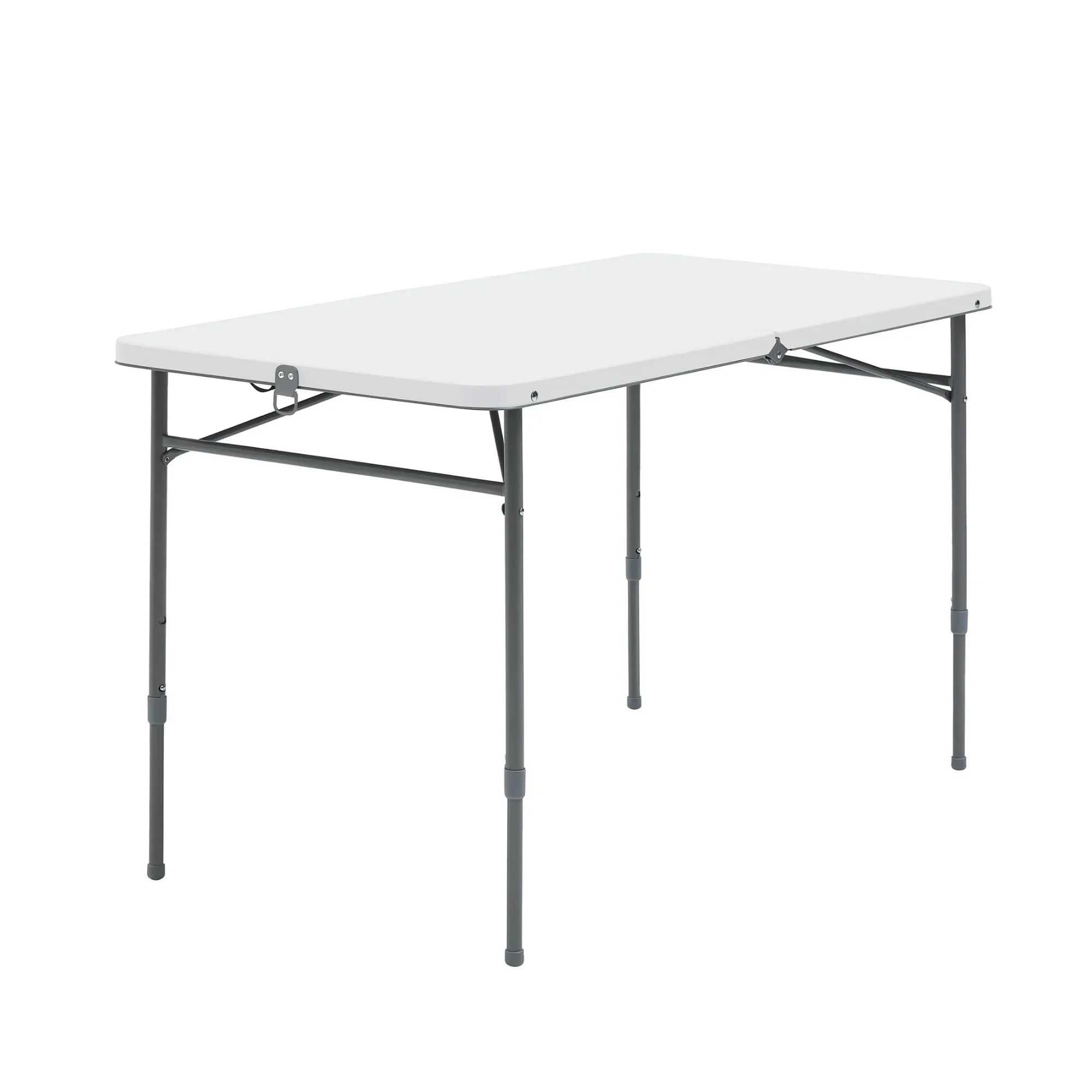 4 foot foldable and adjustable folding table with rubber stoppers on the legs for increased grip on floor surfaces
4 foot foldable and adjustable folding table with rubber stoppers on the legs for increased grip on floor surfaces