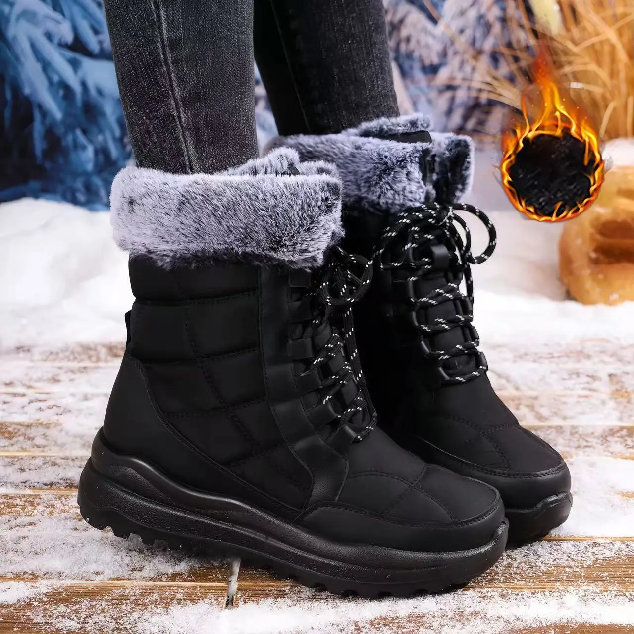 Ladies High-Top Fleece Lined Snow Boots Winter Waterproof Anti-Slip Thick Bottom Warm Large Size Cold Proof Outdoor Shoes
Ladies High-Top Fleece Lined Snow Boots Winter Waterproof Anti-Slip Thick Bottom Warm Large Size Cold Proof Outdoor Shoes