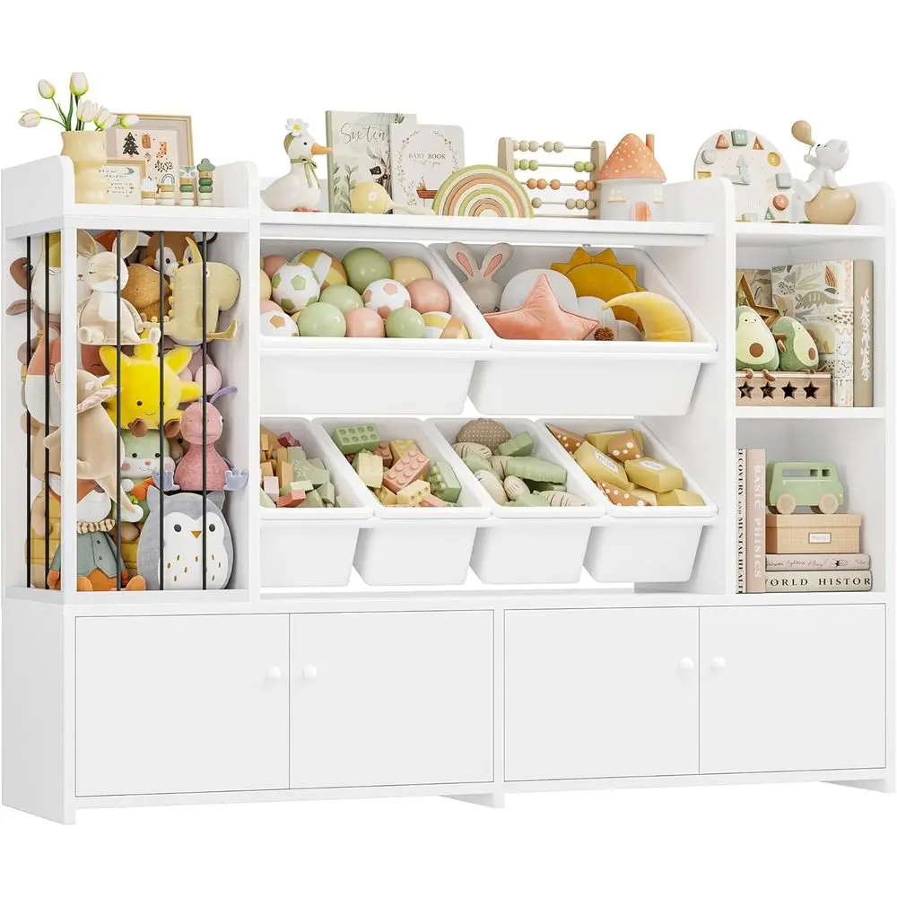 5-in-1 Kids Toy Storage Cabinet with Bookshelf and Animal Storage, 54W, 6 Bins, White
5-in-1 Kids Toy Storage Cabinet with Bookshelf and Animal Storage, 54W, 6 Bins, White