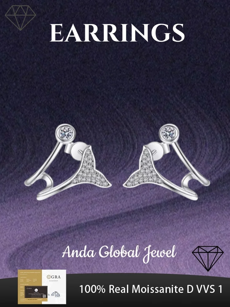 925 Sterling Silver Earrings with Slightly Inlaid Gravel and Moissanite At The Tail Romantic and Elegant Suitable for Daily Wear
925 Sterling Silver Earrings with Slightly Inlaid Gravel and Moissanite At The Tail Romantic and Elegant Suitable for Daily Wear
