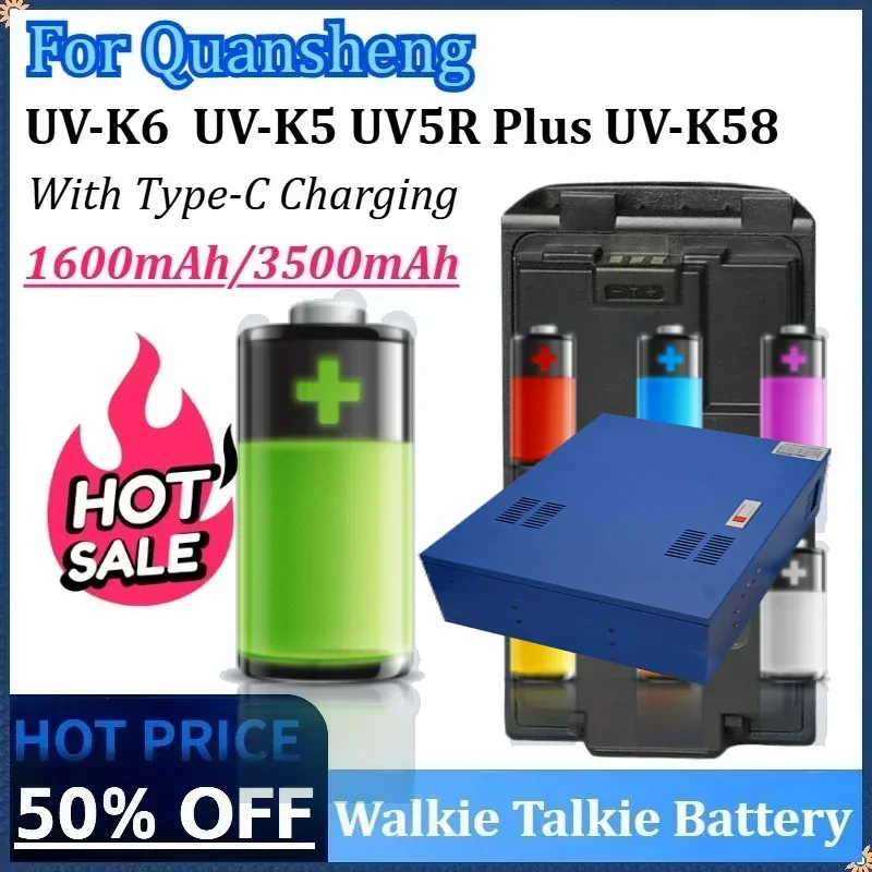 7.4V 1600mAh/3500mAh Rechargeable Li-ion Walkie Talkie Battery for Quansheng BPK5 UV-K6 UV K5 UV K58 UV 5R Plus Two Way Radio
7.4V 1600mAh/3500mAh Rechargeable Li-ion Walkie Talkie Battery for Quansheng BPK5 UV-K6 UV K5 UV K58 UV 5R Plus Two Way Radio