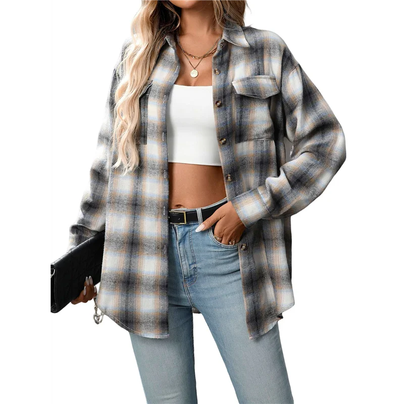 CYL-Women's Button Down Shirt Plaid Shirt Long Sleeve Lapel Business Casual Tops Work Shirt
CYL-Women's Button Down Shirt Plaid Shirt Long Sleeve Lapel Business Casual Tops Work Shirt