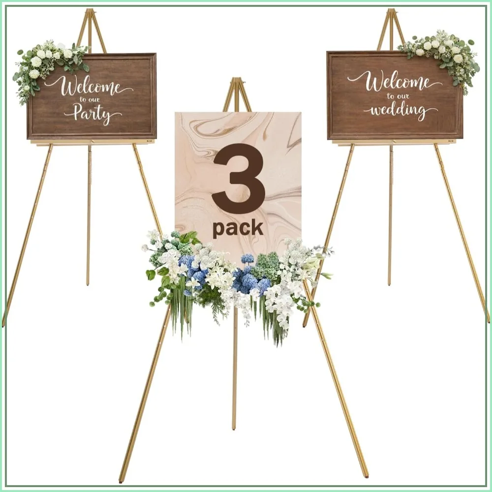 63" Wooden Easel Stand for Sign, Dual-use Adjustable Height, Floor Display Easel for Wedding, Welcome Board, Poster, Picture, Photo - Gold
63" Wooden Easel Stand for Sign, Dual-use Adjustable Height, Floor Display Easel for Wedding, Welcome Board, Poster, Picture, Photo - Gold