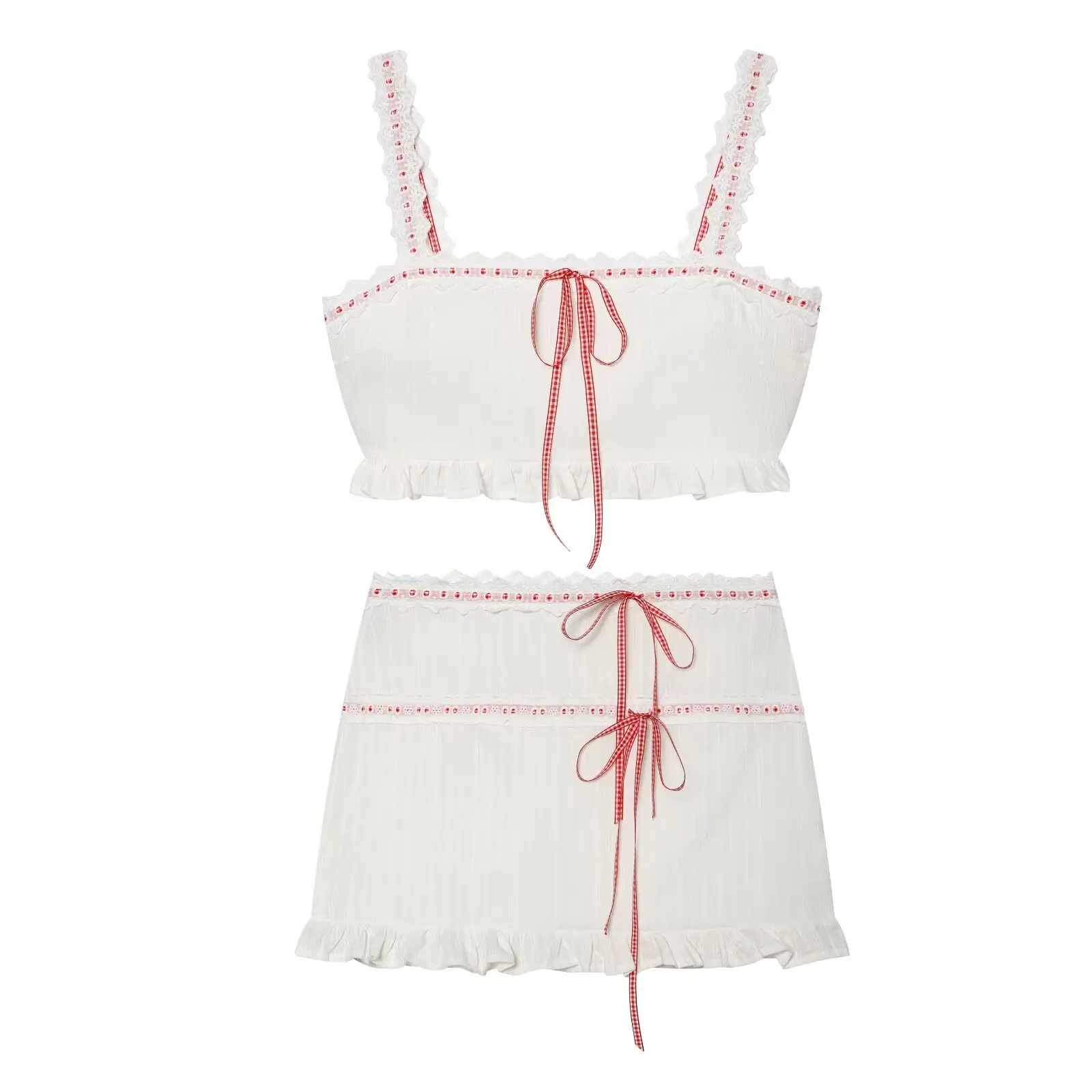 European and American 2026 new summer products sweet and spicy style jacquard lace suspenders + lace skirt suit
European and American 2026 new summer products sweet and spicy style jacquard lace suspenders + lace skirt suit