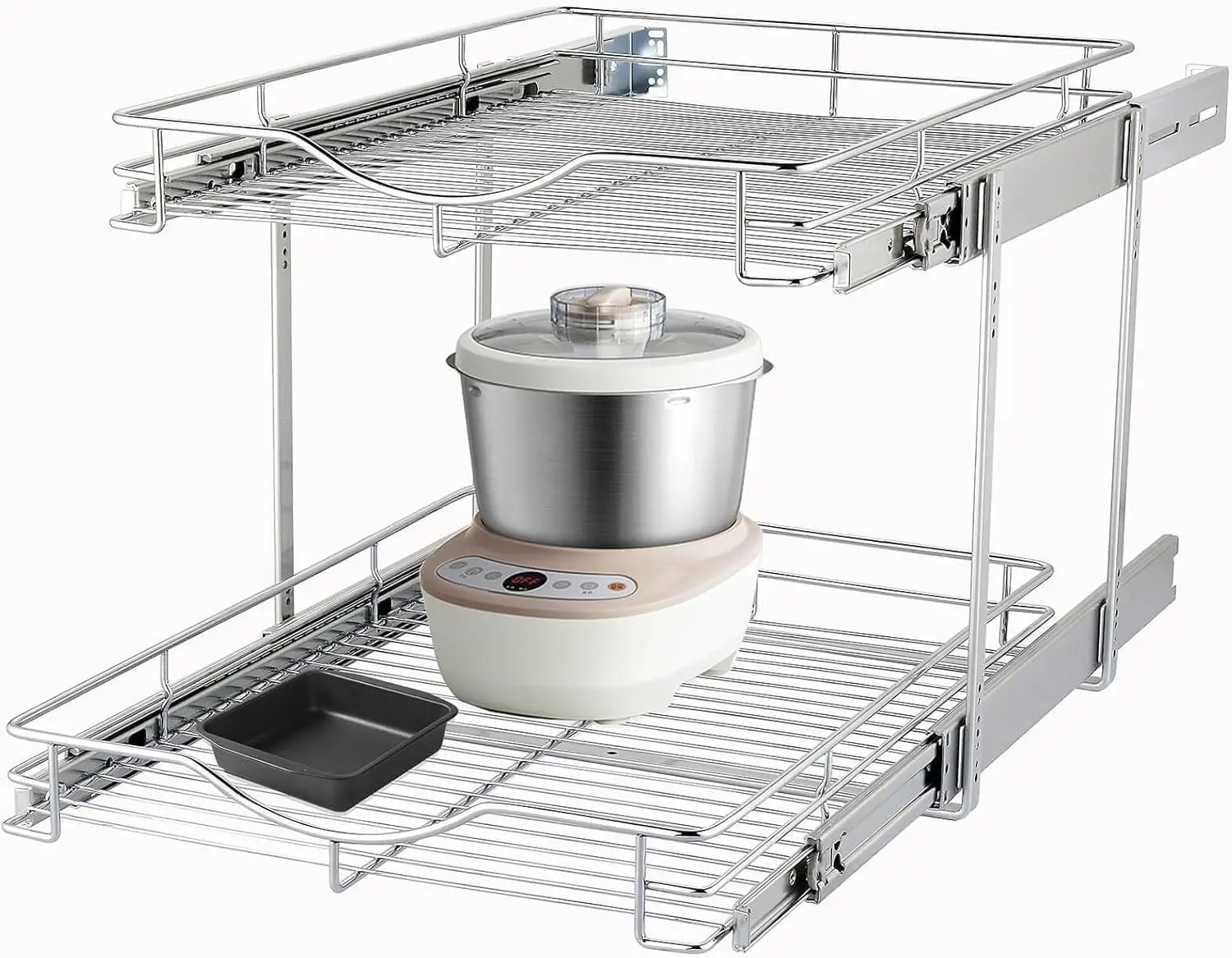 2 Tier Pull Out Cabinet Organizer (14"" W X 18"" D), Double Tier Wire Basket Slide Out Shelf Storage For Kitchen Base Cabinet
2 Tier Pull Out Cabinet Organizer (14"" W X 18"" D), Double Tier Wire Basket Slide Out Shelf Storage For Kitchen Base Cabinet