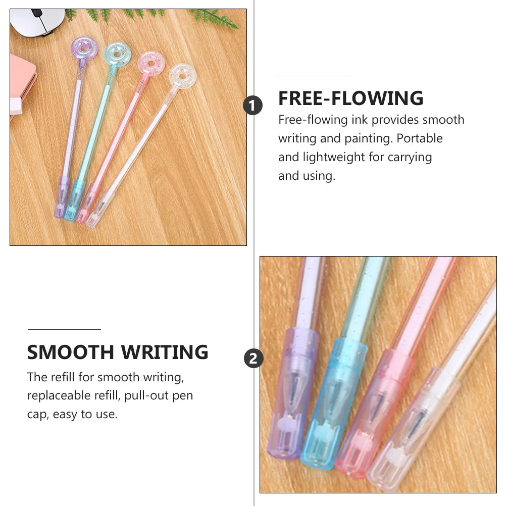 8Pcs Crystal Doughnut Gel Pens Creative Cartoon Shaped Refillable Roller Pens Free Flowing Ink Easy Pull Out Cap for School
8Pcs Crystal Doughnut Gel Pens Creative Cartoon Shaped Refillable Roller Pens Free Flowing Ink Easy Pull Out Cap for School