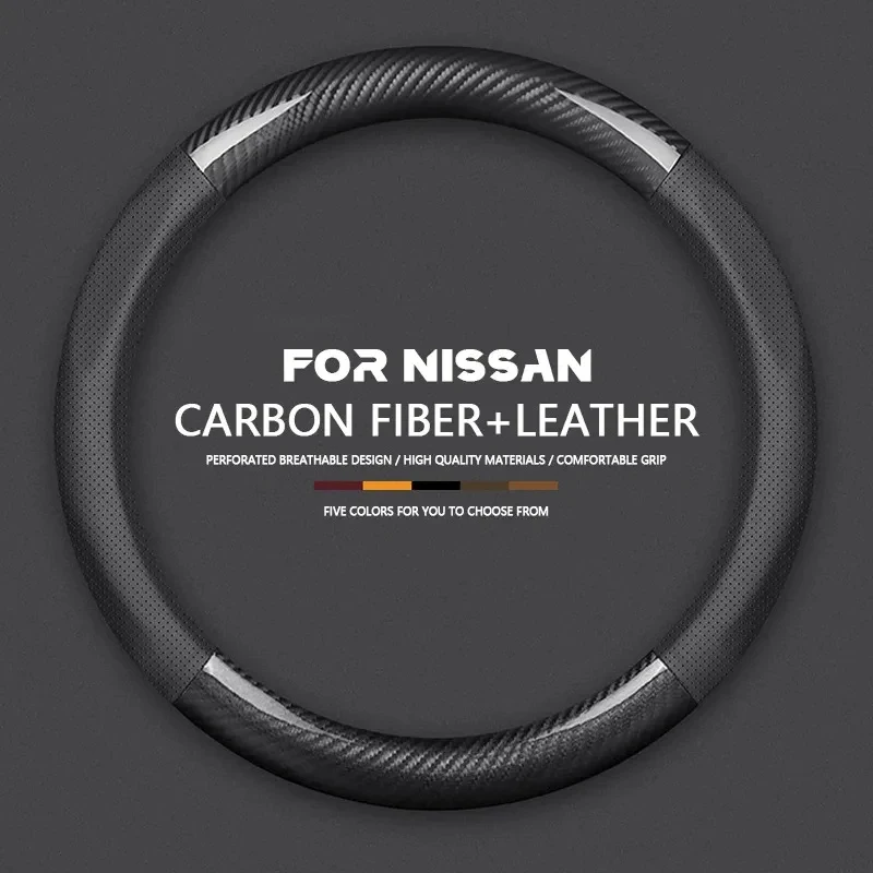 For Nissan X-Trail Qashqai March Serena Micra Kicks Altima Teana Livina 350Z 370Z Car Carbon Fiber Leather Steering Wheel Cover
For Nissan X-Trail Qashqai March Serena Micra Kicks Altima Teana Livina 350Z 370Z Car Carbon Fiber Leather Steering Wheel Cover