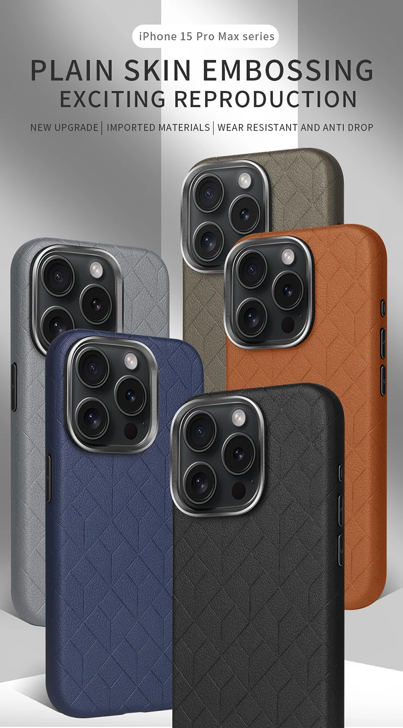 Magnetic Leather Embossing Phone Case For iPhone 15 Plus 15 Pro Max Large Window Metal Camera Frame Anti Fingerprint Back Cover
Magnetic Leather Embossing Phone Case For iPhone 15 Plus 15 Pro Max Large Window Metal Camera Frame Anti Fingerprint Back Cover