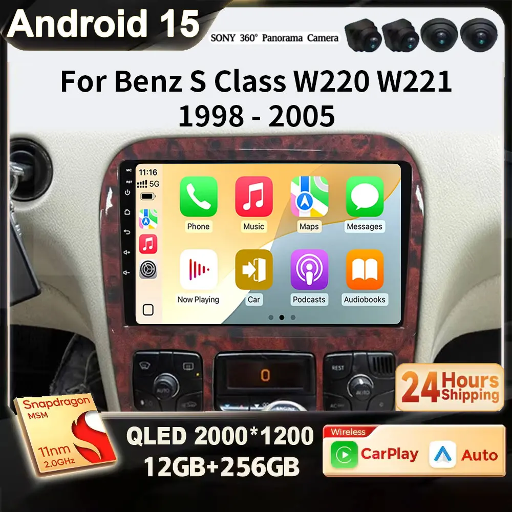 Android 15 для Mercedes Benz S Class W220 S280 S320 S350 S400 S430 S500 S600 AMG 1998-2005 2K QLED Автомобильный радиоприемник Мультимедиа Видео
Android 15 для Mercedes Benz S Class W220 S280 S320 S350 S400 S430 S500 S600 AMG 1998-2005 2K QLED Автомобильный радиоприемник Мультимедиа Видео