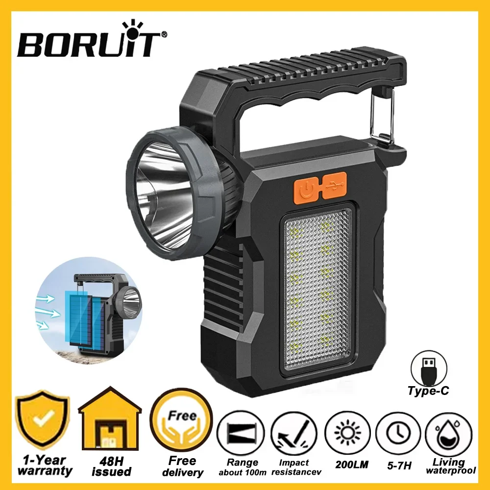 Солнечные фонари BORUiT с LED-подсветкой, перезаряжаемые, 4 режима, многофункциональный портативный светильник, мощный COB LED-фонарь для кемпинга и походов
Солнечные фонари BORUiT с LED-подсветкой, перезаряжаемые, 4 режима, многофункциональный портативный светильник, мощный COB LED-фонарь для кемпинга и походов
