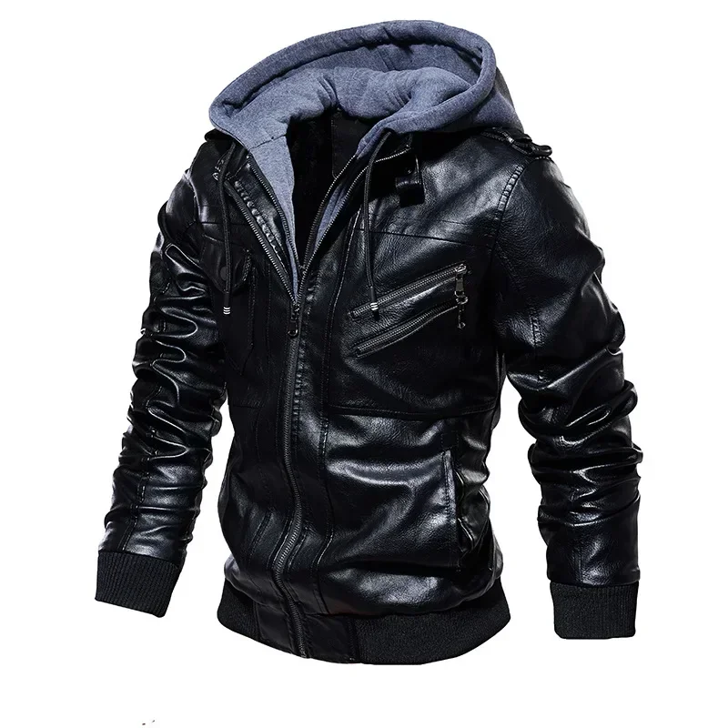 Hooded Zipper Motorcycle Leather Jacket Winter Windproof Warm Jackets Men Brand PU Leather Jackets Autumn Spring Coat Plus Size
Hooded Zipper Motorcycle Leather Jacket Winter Windproof Warm Jackets Men Brand PU Leather Jackets Autumn Spring Coat Plus Size