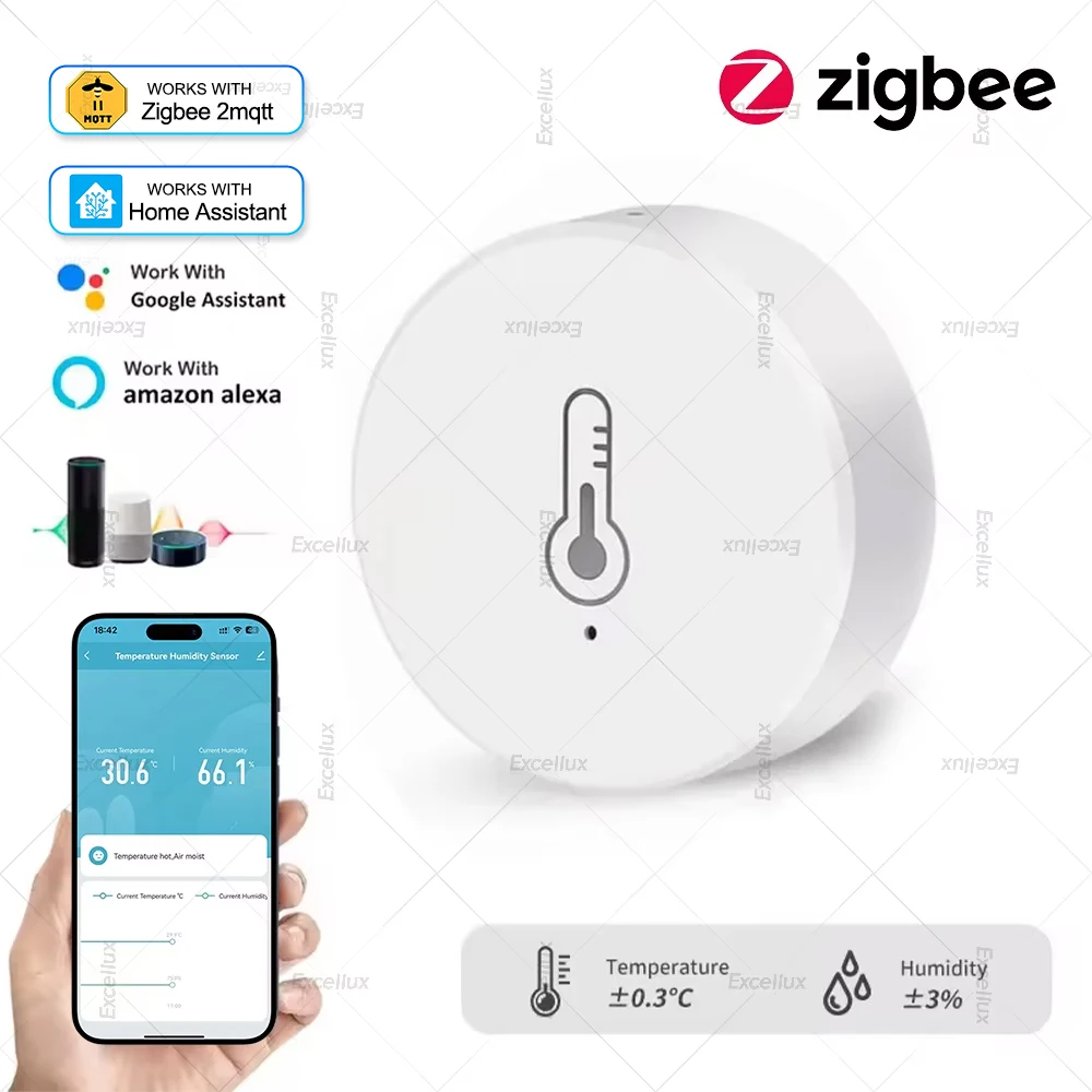 Умный датчик температуры и влажности Zigbee, комнатный термометр, гигрометр, удаленный мониторинг, домашняя автоматизация, поддержка Alexa Z2M
Умный датчик температуры и влажности Zigbee, комнатный термометр, гигрометр, удаленный мониторинг, домашняя автоматизация, поддержка Alexa Z2M