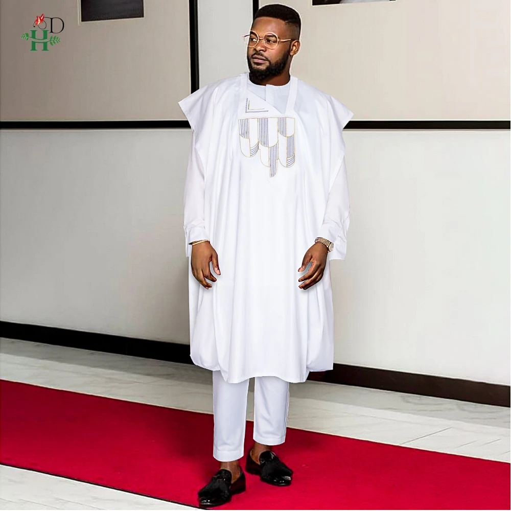 H&D New African Clothes for Men Bazan High -Quality Embroidery Robe Shirt Pants 3 PCS Set White wedding Party Ramadan Clothing
H&D New African Clothes for Men Bazan High -Quality Embroidery Robe Shirt Pants 3 PCS Set White wedding Party Ramadan Clothing