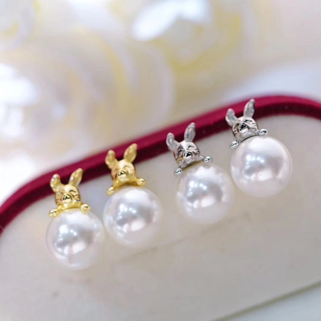 Rabbit 925 Sterling Silver Earrings Base Findings Mountings Jewelry Mounts Fittings Women's Accessories for 10-11mm Pearls
Rabbit 925 Sterling Silver Earrings Base Findings Mountings Jewelry Mounts Fittings Women's Accessories for 10-11mm Pearls