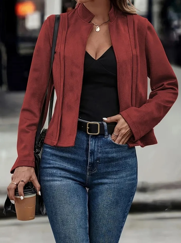 New In Stock Women's Autumn Fashion Monochrome Long Sleeved Casual Multi-Functional Stand Up Collar Open Collar Short Jacket
New In Stock Women's Autumn Fashion Monochrome Long Sleeved Casual Multi-Functional Stand Up Collar Open Collar Short Jacket