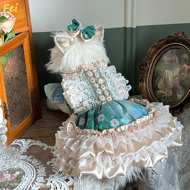 Luxury Water Lily Pet Dress - Champagne Satin Ruffle Gown with Detachable Bow for Small Dogs, Tea Party Outfit Outdoor Picnic
Luxury Water Lily Pet Dress - Champagne Satin Ruffle Gown with Detachable Bow for Small Dogs, Tea Party Outfit Outdoor Picnic