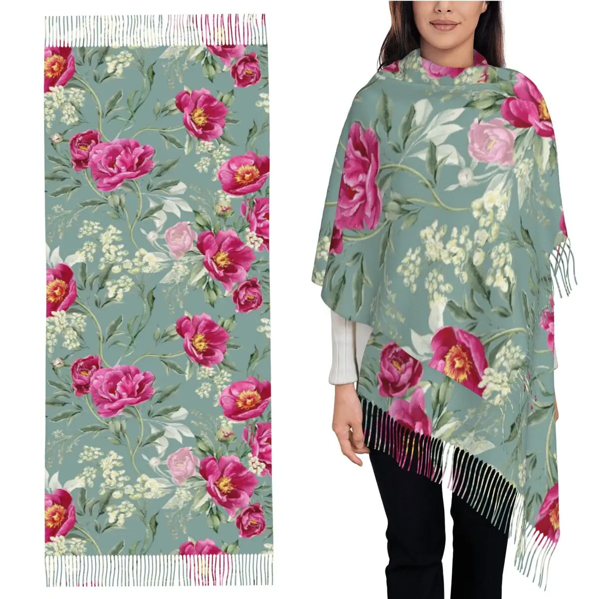 Шарф с пионами и шалфеем, шарфы с кисточками для женщин, мягкие теплые шали и накидки, длинная осенне-зимняя шаль
Шарф с пионами и шалфеем, шарфы с кисточками для женщин, мягкие теплые шали и накидки, длинная осенне-зимняя шаль