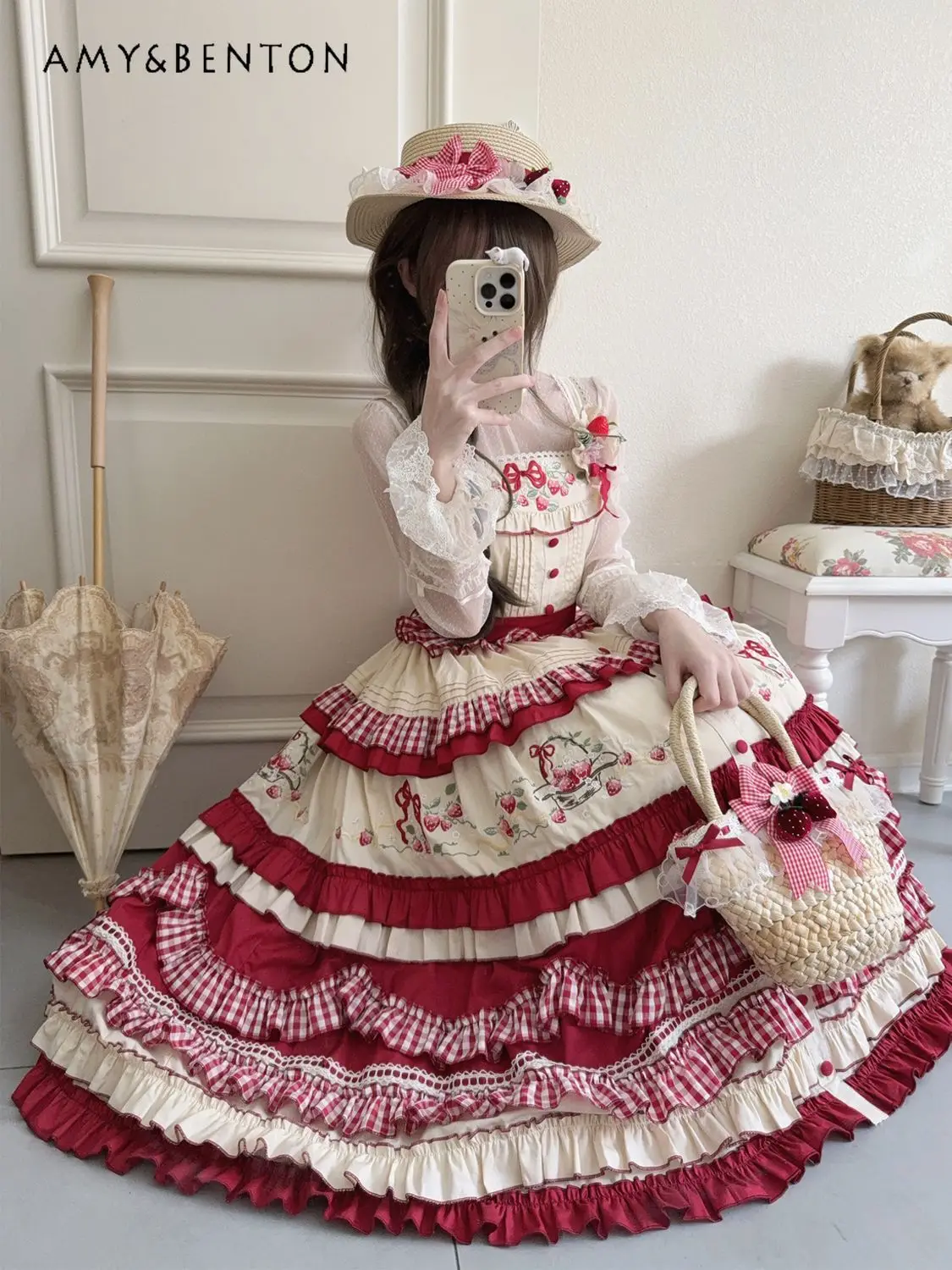 Lolita Sweet Pastoral Style JSK Strap Dress Sweet Girl Cartoon Print Patchwork Multi-layer Puffy Dress Birthday Dress for Women
Lolita Sweet Pastoral Style JSK Strap Dress Sweet Girl Cartoon Print Patchwork Multi-layer Puffy Dress Birthday Dress for Women