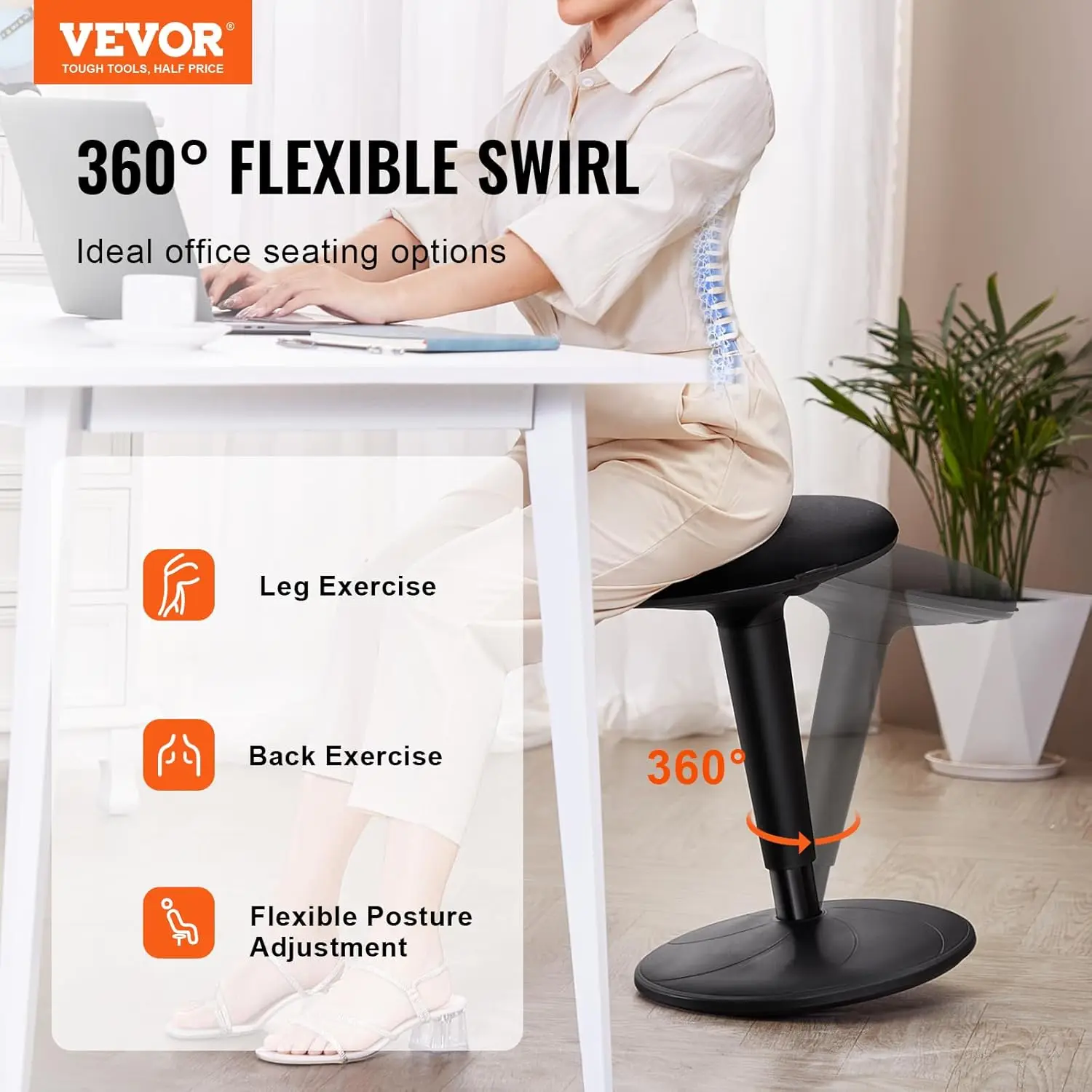 Wobble Chair, Height-Adjustable (21.7-28.3") Active Chair, Flexible Seating Wobble Stool Made of Iron Improves Focus & Posture
Wobble Chair, Height-Adjustable (21.7-28.3") Active Chair, Flexible Seating Wobble Stool Made of Iron Improves Focus & Posture