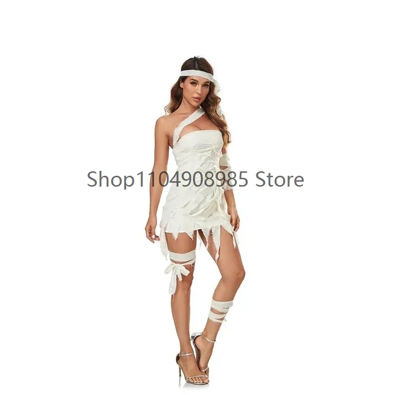 O1 Adult Women Halloween Costumes Cosplay Horror Egyptian Mummy Clothing Fantasia Horror Shroud White Bandage Off Shoulder Dress
O1 Adult Women Halloween Costumes Cosplay Horror Egyptian Mummy Clothing Fantasia Horror Shroud White Bandage Off Shoulder Dress