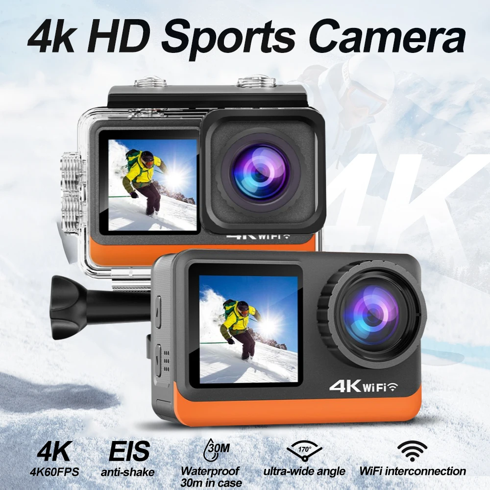 Ultra HD 4K60FPS Action Camera 2.0 Touch IPS Dual Screen 24MP Wi-Fi 170D EIS 30M waterproof Optional Filter 1080P Webcam Camera
Ultra HD 4K60FPS Action Camera 2.0 Touch IPS Dual Screen 24MP Wi-Fi 170D EIS 30M waterproof Optional Filter 1080P Webcam Camera