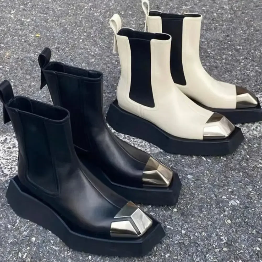 Solid Classic Metal Chunky Heel Women Boots Metal Decoration Rock Punk Style Cool Girl Boots Square Toe Platform Stretch Boots 
Solid Classic Metal Chunky Heel Women Boots Metal Decoration Rock Punk Style Cool Girl Boots Square Toe Platform Stretch Boots