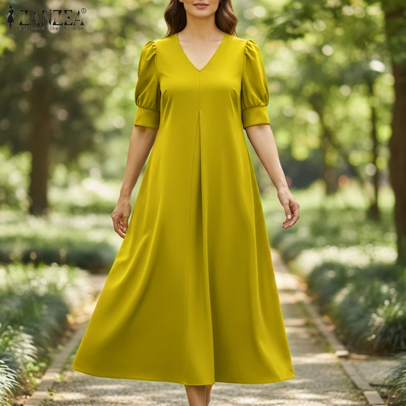 ZANZEA Plus Size Womens Oversized Midi Dresses V-Neck Short Puff Sleeve A-Line Long Dress Spring Casual Vacation Robes Femme 5XL
ZANZEA Plus Size Womens Oversized Midi Dresses V-Neck Short Puff Sleeve A-Line Long Dress Spring Casual Vacation Robes Femme 5XL