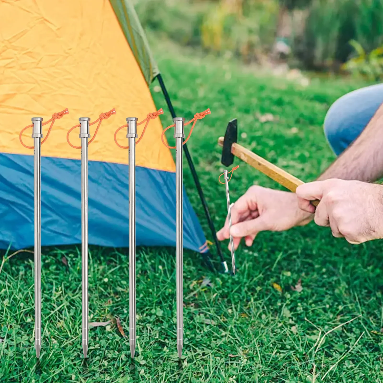 4Pcs Heavy Duty Ti Camping Tent Stakes Peg Awning Ground Pin With Reflective Rope For Outdoor Trip Hiking Gardening Accessories
4Pcs Heavy Duty Ti Camping Tent Stakes Peg Awning Ground Pin With Reflective Rope For Outdoor Trip Hiking Gardening Accessories