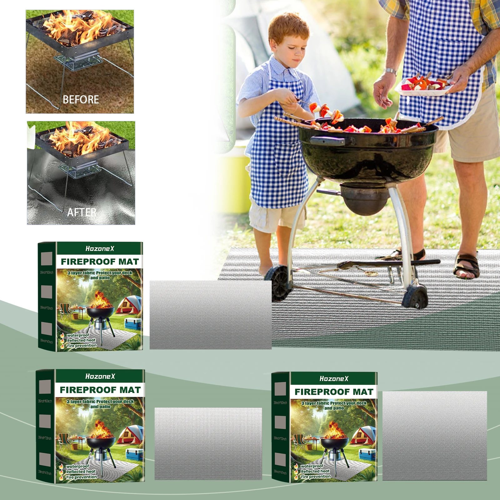 Portable BBQ Fireproof Mat Series Outdoor Lawn Terrace BBQ Fireproof and Waterproof Protective Mat
Portable BBQ Fireproof Mat Series Outdoor Lawn Terrace BBQ Fireproof and Waterproof Protective Mat