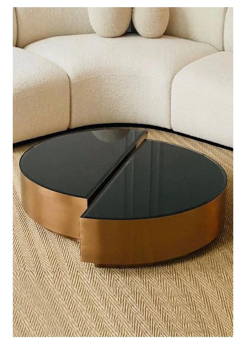 A furniture light luxury modern semi-circular stainless steel coffee table combination living room glass tea table
A furniture light luxury modern semi-circular stainless steel coffee table combination living room glass tea table