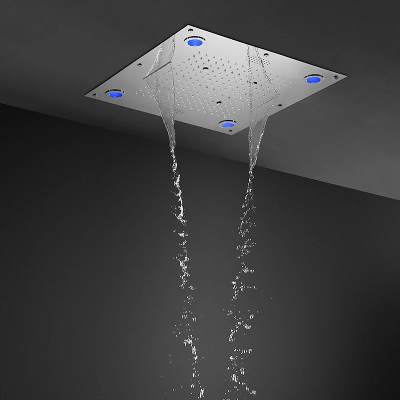 Ceiling Mounted Chrome Led Shower Faucet 600*600 square Multi-function Rain Mist Bathroom Shower Head
Ceiling Mounted Chrome Led Shower Faucet 600*600 square Multi-function Rain Mist Bathroom Shower Head