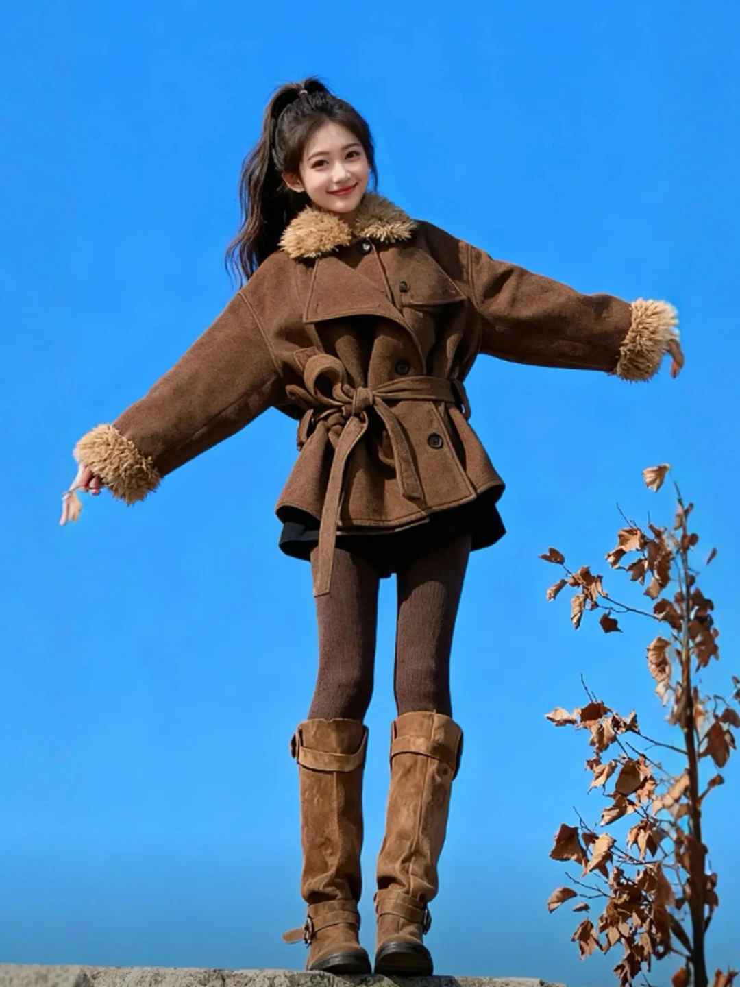 Retro Faionable Belted Woolen Coat Women's Sli Waist-Cinching Outerwear Long Sve Warm Winter Outfit Casual Travel
Retro Faionable Belted Woolen Coat Women's Sli Waist-Cinching Outerwear Long Sve Warm Winter Outfit Casual Travel