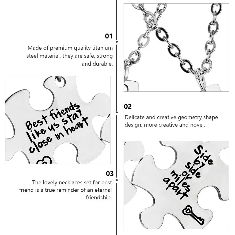 1Set Friendship Puzzle Necklace Exquisite Workmanship Lightweight Comfortable Split Matching Pair Ideal Gift for Best Friends
1Set Friendship Puzzle Necklace Exquisite Workmanship Lightweight Comfortable Split Matching Pair Ideal Gift for Best Friends