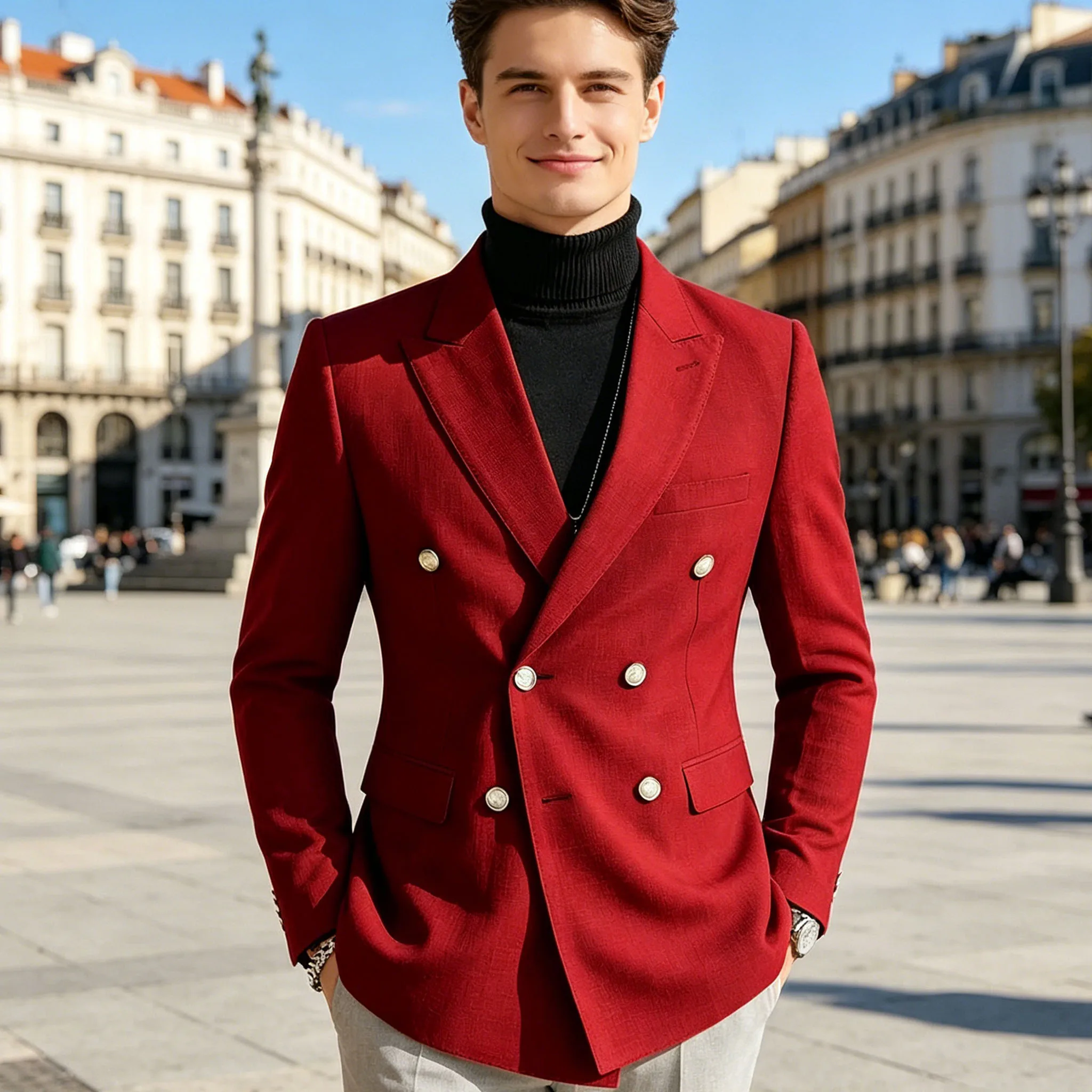 Men's Linen Blazer Double Breasted Peak Lapel Slim Fit Lightweight Breathable Cool Fashion Formal Jacket For Summer Business
Men's Linen Blazer Double Breasted Peak Lapel Slim Fit Lightweight Breathable Cool Fashion Formal Jacket For Summer Business