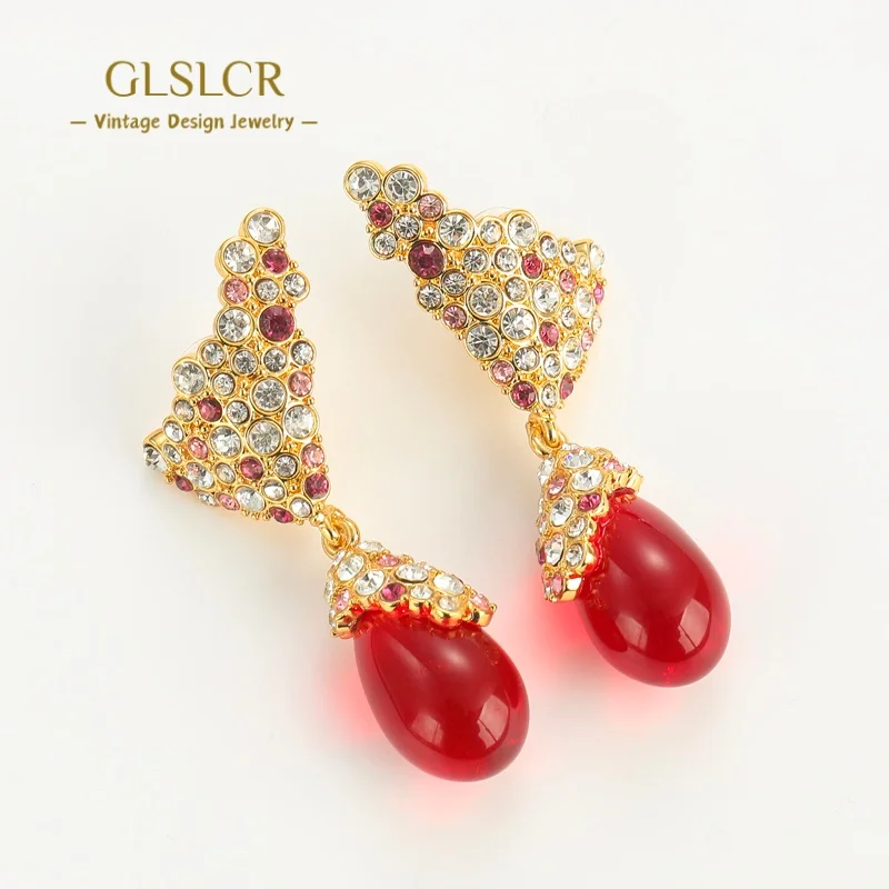 Vintage Red Glaze Water Drop Earring Rhinestone Bridal Women Hem Of A Skirt Luxury Jewelry Designer Quality Gold Color Christmas
Vintage Red Glaze Water Drop Earring Rhinestone Bridal Women Hem Of A Skirt Luxury Jewelry Designer Quality Gold Color Christmas