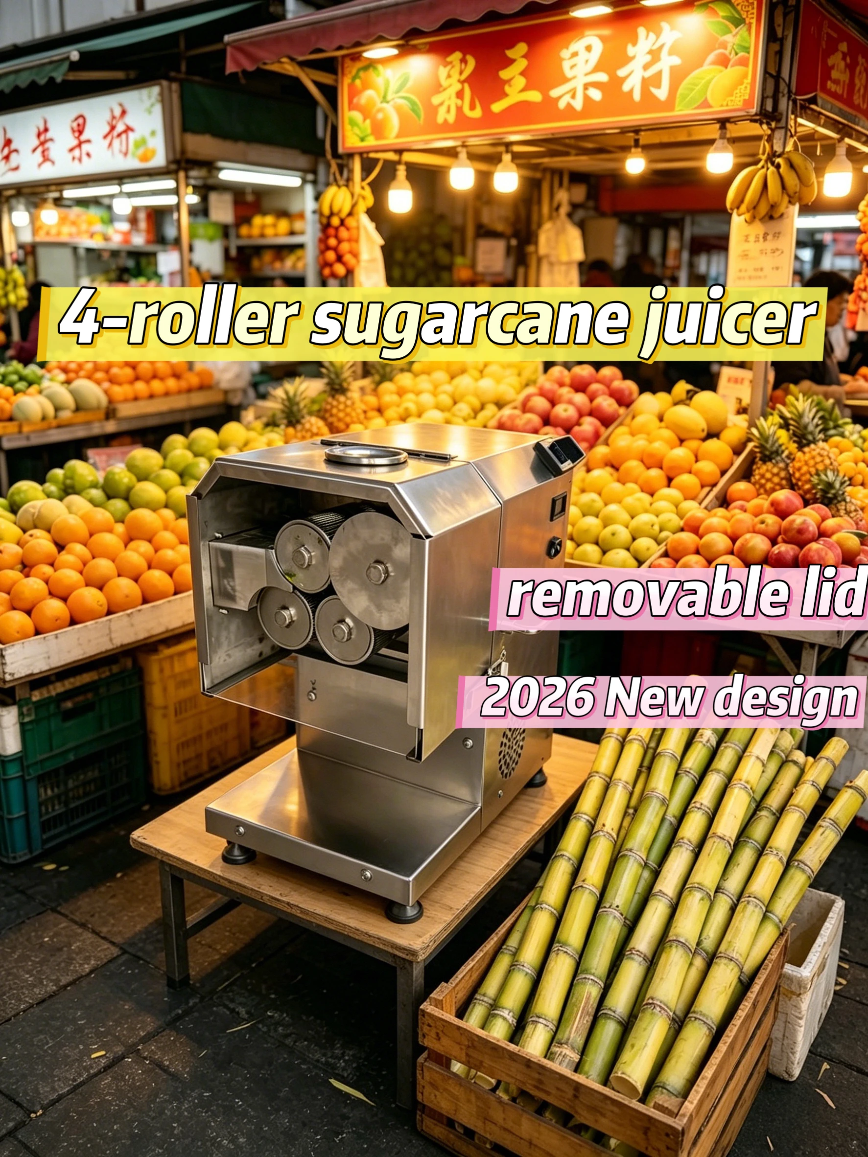 2026 New Design 4-Roller Commercial Sugarcane Juicer300kg/h High Efficiency Electric Sugarcane Juice Extractor Machine
2026 New Design 4-Roller Commercial Sugarcane Juicer300kg/h High Efficiency Electric Sugarcane Juice Extractor Machine
