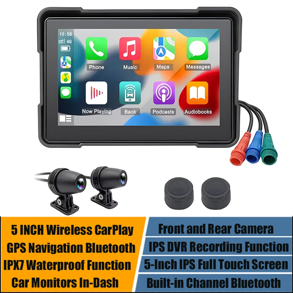 5Inch Wireless Carplay Android Auto Navigation Bluetooth Dash Cam Full Touch Screen Motorcycle DVR IPS Front and Rear Camera GPS
5Inch Wireless Carplay Android Auto Navigation Bluetooth Dash Cam Full Touch Screen Motorcycle DVR IPS Front and Rear Camera GPS