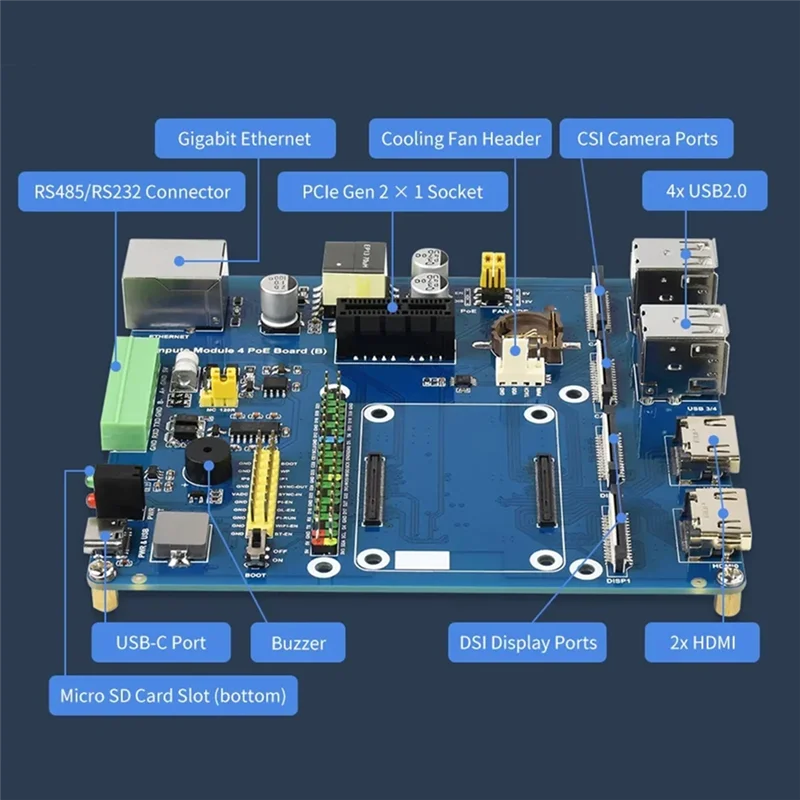 Efficient For Raspberry Pi Compute Module 4 Poe Mini-Computer (Type B) Based ,With Metal Case Cooling Fan CM4 Poe IO Board US Pl 
Efficient For Raspberry Pi Compute Module 4 Poe Mini-Computer (Type B) Based ,With Metal Case Cooling Fan CM4 Poe IO Board US Pl
