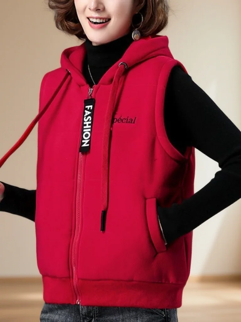 Fall Winter New Style Women's Casual Hooded Sleeveless Jacket plus Size Outerwear Short Length Zipper Closure Fashionable
Fall Winter New Style Women's Casual Hooded Sleeveless Jacket plus Size Outerwear Short Length Zipper Closure Fashionable