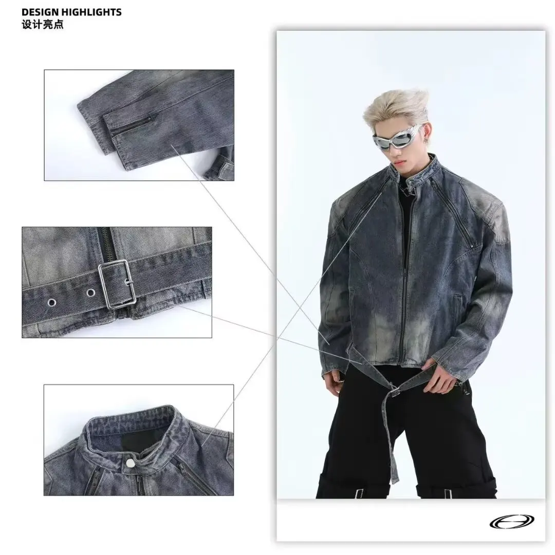 2025 Niche Deconstruction Design Washed Old Stand Collar Denim Jacket Men's American Retro Loose All-match Shoulder Pad Jacket
2025 Niche Deconstruction Design Washed Old Stand Collar Denim Jacket Men's American Retro Loose All-match Shoulder Pad Jacket