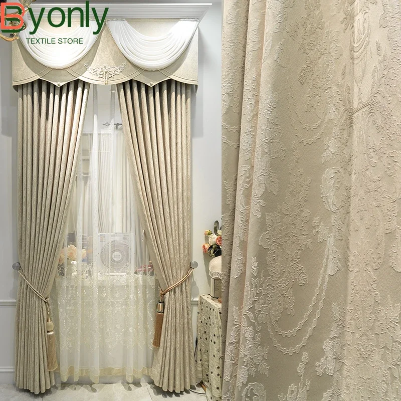 High-end French Milk Tea Color Lace Jacquard Curtains for Living Room Bedroom Princess Room Custom Floor-to-ceiling Window Villa
High-end French Milk Tea Color Lace Jacquard Curtains for Living Room Bedroom Princess Room Custom Floor-to-ceiling Window Villa