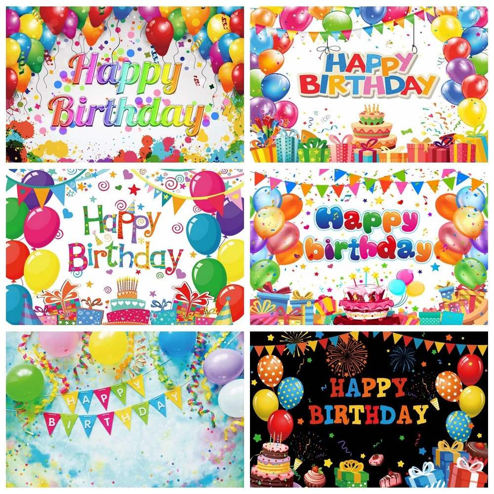 Happy Birthday Photography Backdrop Colorful Balloons Flag Gift Baby 1st Birthday Party Kids Cake Table Decor Photo Background
Happy Birthday Photography Backdrop Colorful Balloons Flag Gift Baby 1st Birthday Party Kids Cake Table Decor Photo Background