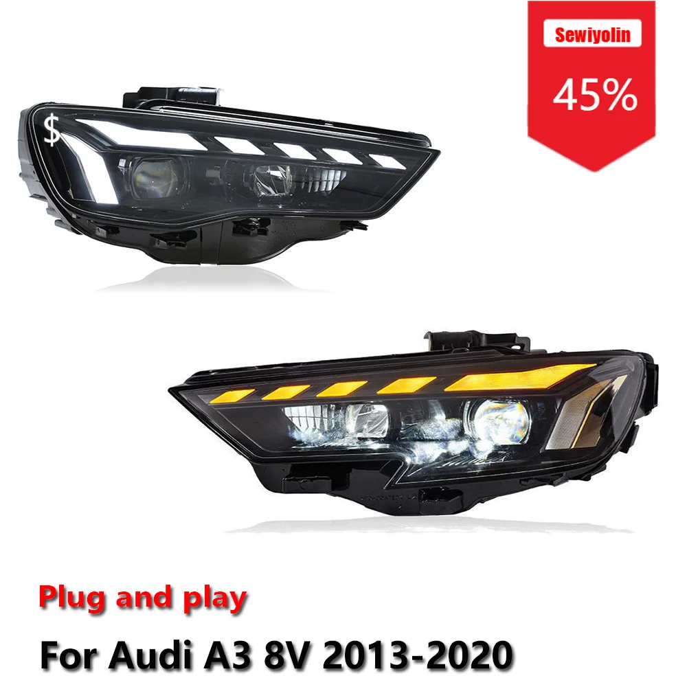 Автомобильные светодиодные фары Sewiyolin в сборе для Audi A3 8V 2013-2020, противотуманные фары DRL, стоп-сигналы поворота, Plug and Play
Автомобильные светодиодные фары Sewiyolin в сборе для Audi A3 8V 2013-2020, противотуманные фары DRL, стоп-сигналы поворота, Plug and Play